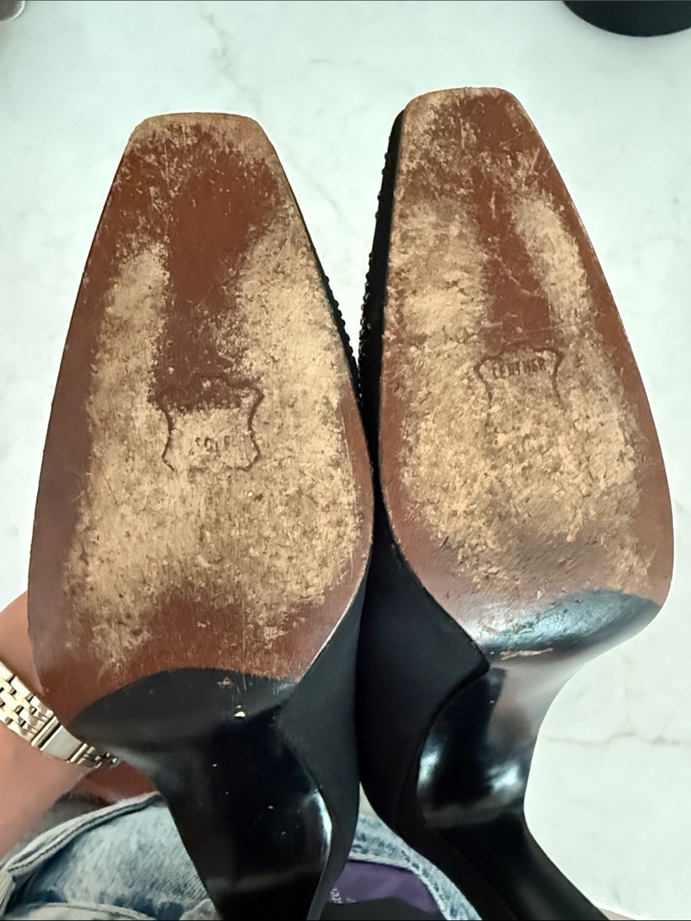 Stuart Weitzman Black Crystal-Studded Pointed Pumps - Picture 7 of 7